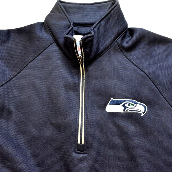 NFL Team Apparel Mens Seattle Seahawks 1/4 Zip Midweight Navy Jacket New XL - Picture 2 of 4